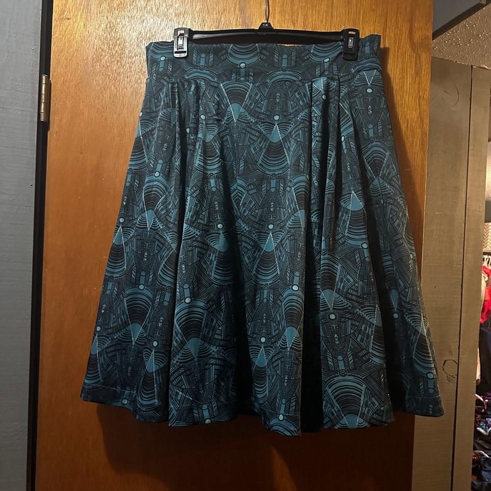 Melissa Mccarthy Women's Sz 1X Skirt Midi Pockets Lined Green Elastic Waist